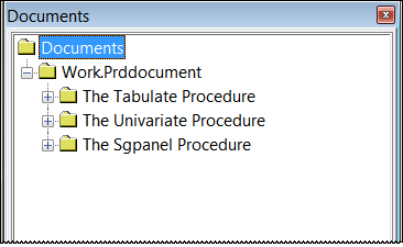 Documents Window with Documents Folder Collapsed