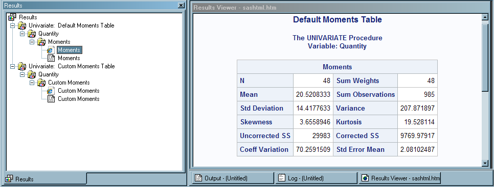 Default Moments Table