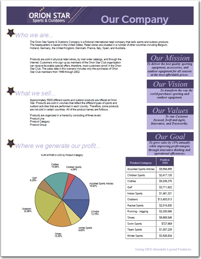 ODS Absolute Layout – Company Information