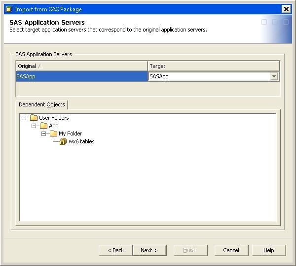 Select a SAS Application Server