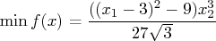 \min f(x) = \frac{((x_1 - 3)^2 - 9) x_2^3}{27 \sqrt{3}} 