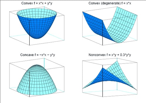 Examples of Convex, Concave, and Nonconvex Objective Functions