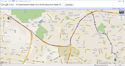 Shortest Path for Road Network at 5:00 P.M. in Google Maps