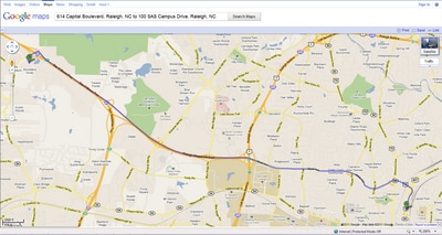 Shortest Path for Road Network at 10:00 A.M. in Google Maps