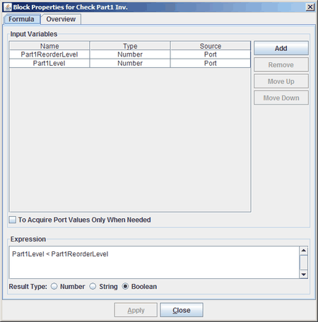 Comparing Current Inventory to Reorder Level in the Formula Block