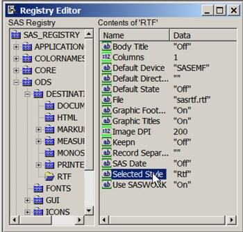 SAS Registry Editor