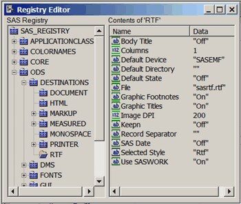 SAS Registry Editor