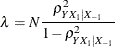 \[  \lambda = N \frac{\rho ^2_{Y X_1|X_{-1}}}{1 - \rho ^2_{Y X_1|X_{-1}}}  \]