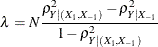 \[  \lambda = N \frac{\rho ^2_{Y|(X_1,X_{-1})} - \rho ^2_{Y|X_{-1}}}{1 - \rho ^2_{Y|(X_1,X_{-1})}}  \]