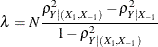 \[ \lambda = N \frac{\rho ^2_{Y|(X_1,X_{-1})} - \rho ^2_{Y|X_{-1}}}{1 - \rho ^2_{Y|(X_1,X_{-1})}} \]