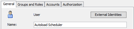 user name for autoload scheduler