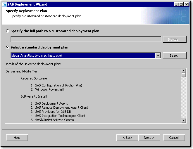 Specify Deployment Plan page