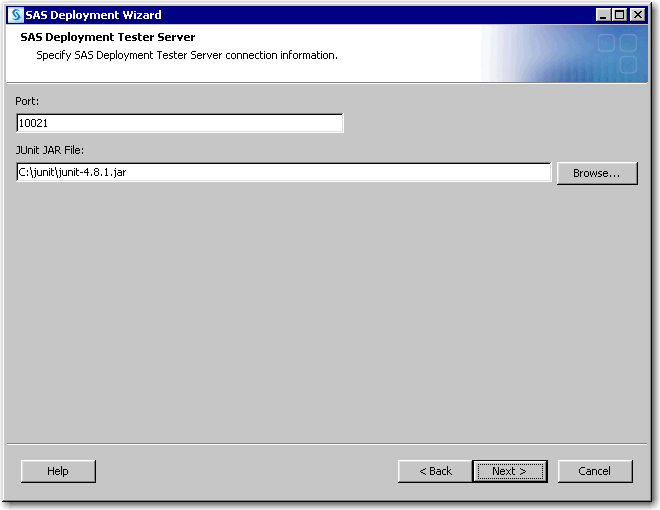SAS Deployment Tester Server page