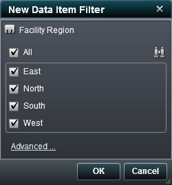 New Data Item Filter Window