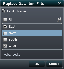Replace Data Item Filter Window