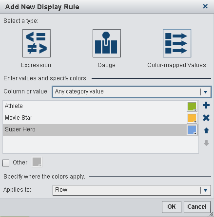 Add New Display Rule Window for Color-Mapped Values