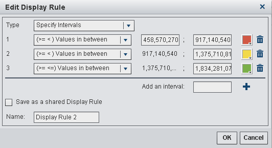 Specifying Intervals in the Edit Display Rules Window