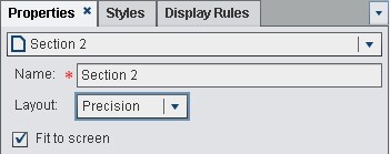 Properties Tab for Precision Layout
