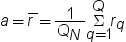 eh equals , r with macron above , equals , fraction 1 , over q sub n end fraction . cap sigma with q equals 1 below and with q above . r sub q. Click image for alternative formats.