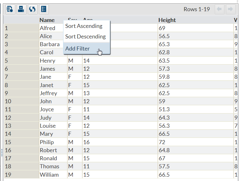 New Context Menu for Adding a Filter