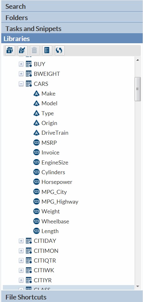 Cars Table in the Libraries Section