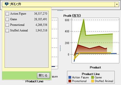 プロンプトコンテナの背景色スタイルとボタンバーの色スタイルの例