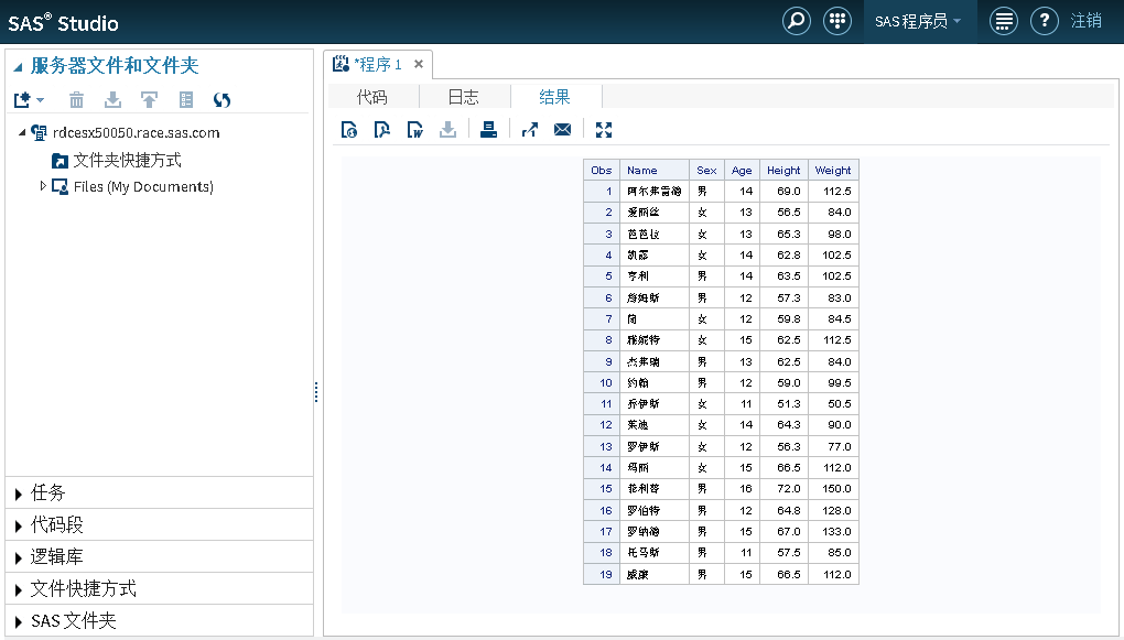 PROC PRINT 语句的结果