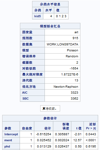 面板数据的结果：计数数据回归任务