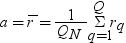 eh equals , r with macron above , equals , fraction 1 , over q sub n end fraction . cap sigma with q equals 1 below and with q above . r sub q. Click image for alternative formats.