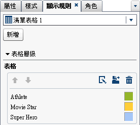 顏色對應值的顯示規則