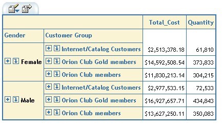 Table showing results of moving Gender to rows
