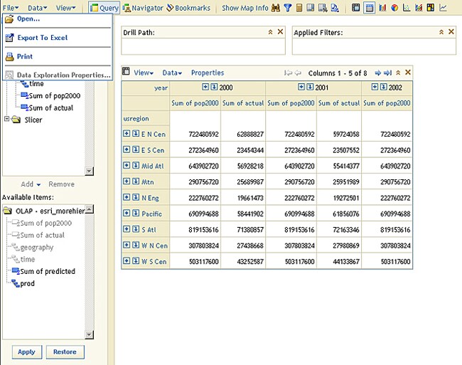 Image of Visual Data Explorer with menu bar customizations