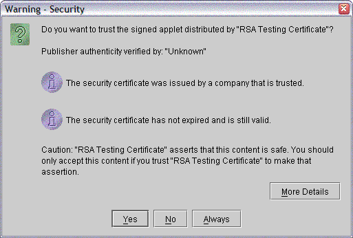 Plug-in trust dialog