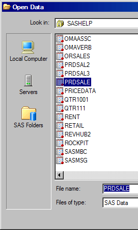 Opening data from a SAS library
