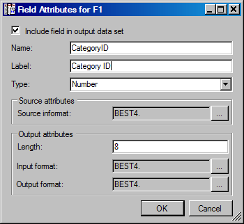 Field Attributes dialog box