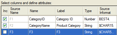 Setting properties for the Description column