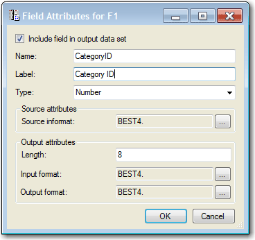 Field Attributes dialog box