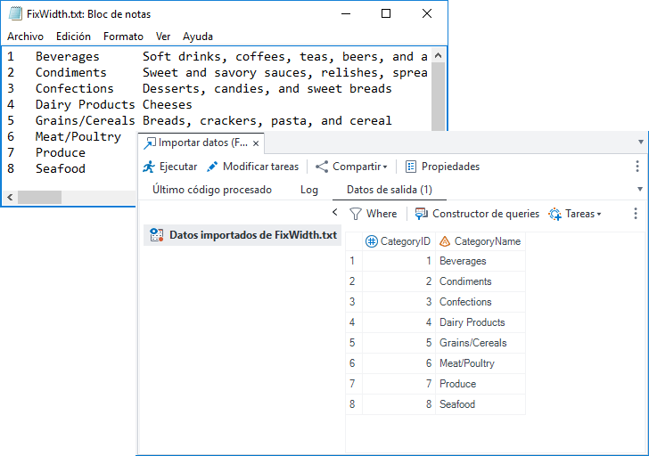 Archivo de texto FixWidth y conjunto de datos SAS