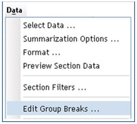 Selecting 'Edit Group Breaks'