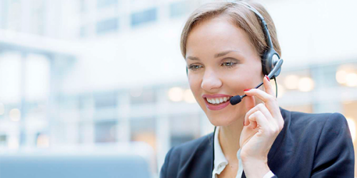 business woman calling with headset