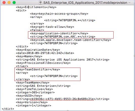 Application-identifier and TeamIdentifier keys
