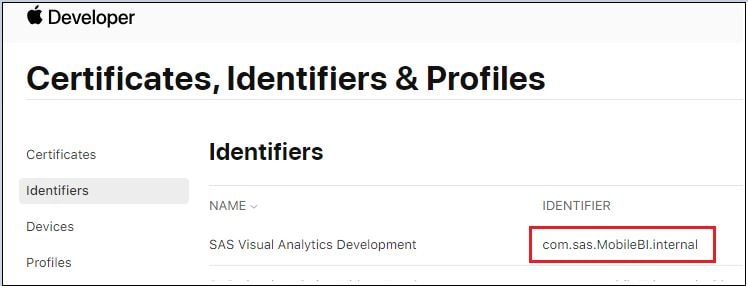 Certificates, Identifiers & Profiles