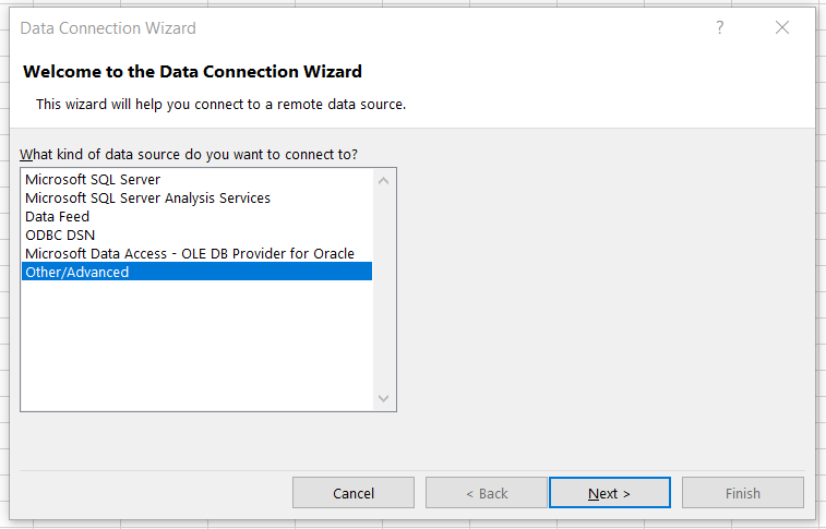 Data Connection Wizard