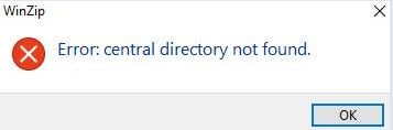 Error: central directory not found