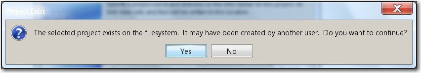 Enterprise Miner Project Exists Dialog Box