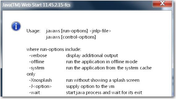 Java Web Start Window