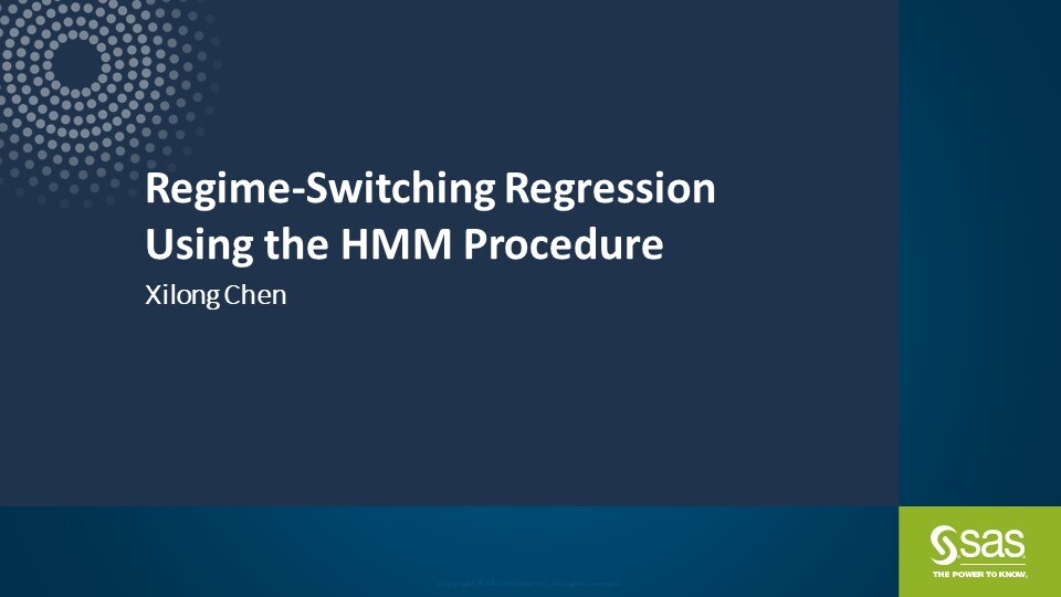 Regime-Switching Regression Using the HMM Procedure