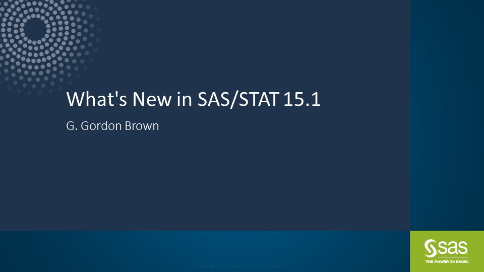 What's New in SAS/STAT 15.1