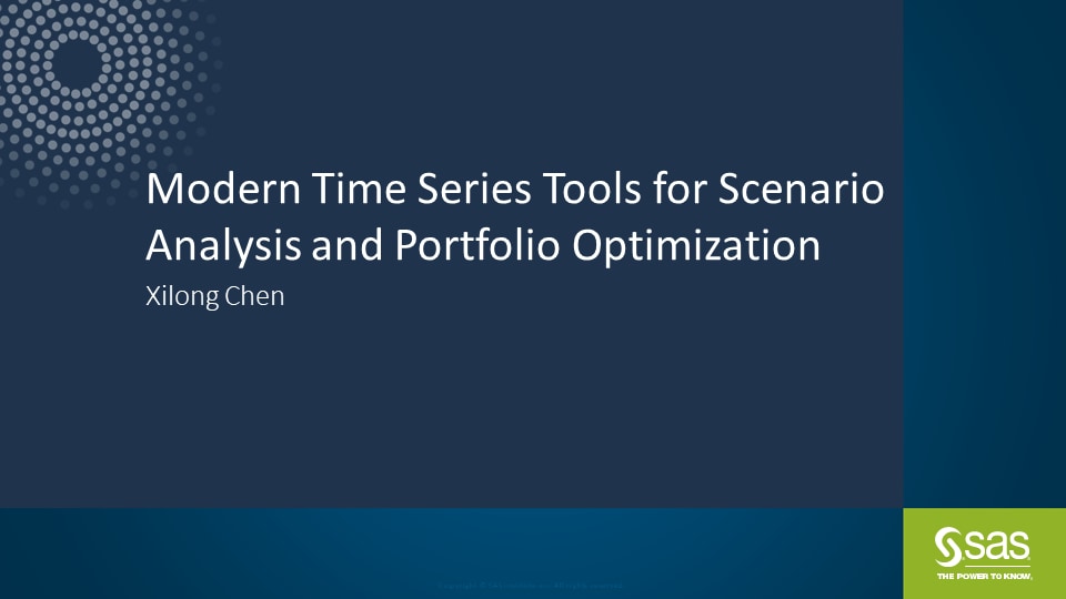 Modern Time Series Tools for Scenario Analysis and Portfolio Optimization