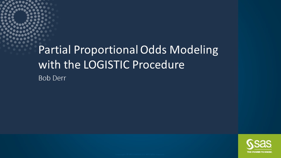 Partial Proportional Odds Modeling with the LOGISTIC Procedure